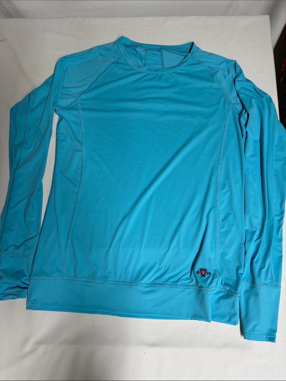 BloqUV Women’s Large UPF 50+ Golf Long Sleeve Sun Shirt Turquoise Blue